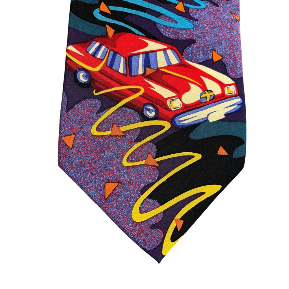 Vintage 1991 The Beatles Drive My Car Necktie Manhattan Menswear Group Purple